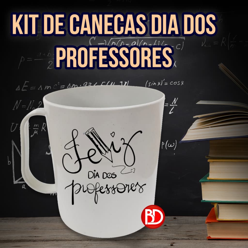 KIT 30/40/55/65 CANECAS DIA DOS PROFESSORES BRANCA PERSONALIZADA PLÁSTICO LEMBRANCINHA ESCOLA ALUNO
