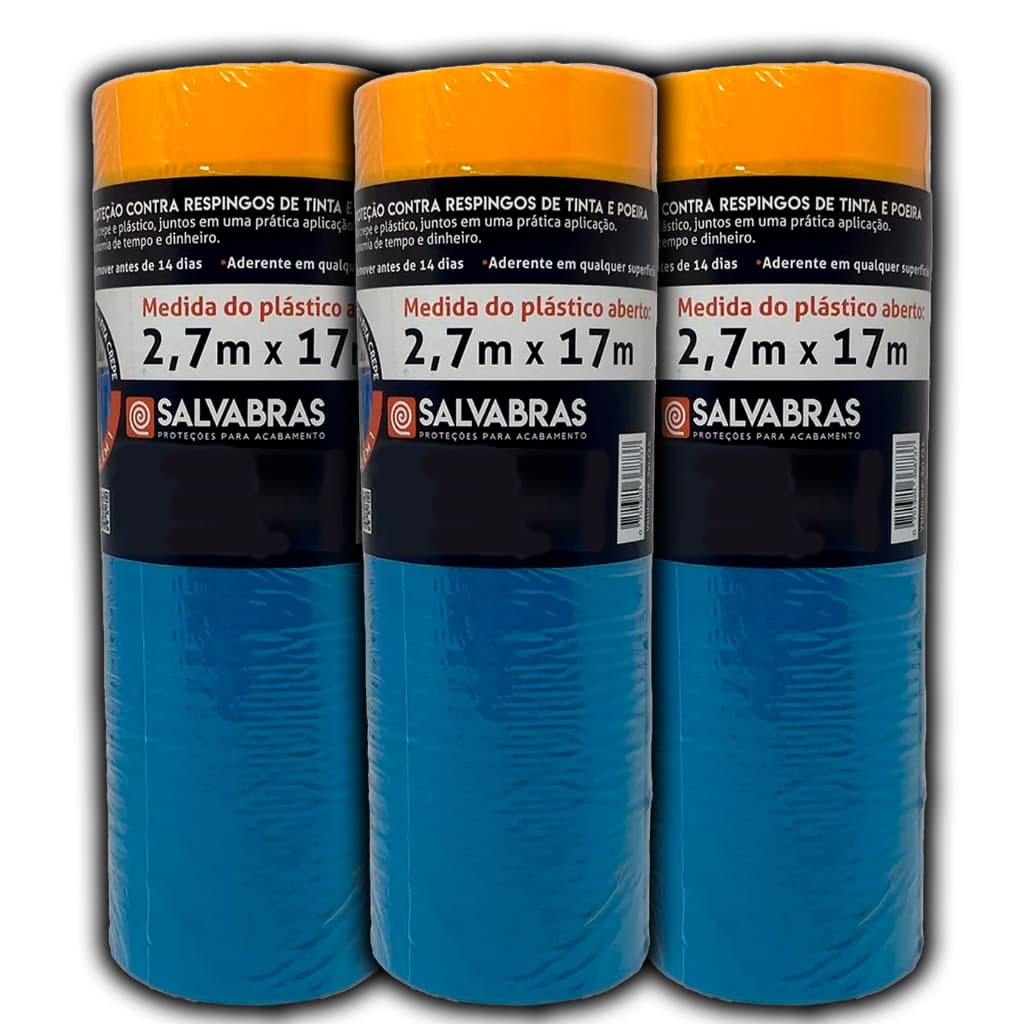 Kit com 3 Filme Eletrostático 2,70m x 17m Salva Pintura Salvabras Filme de Proteção Contra Respingos