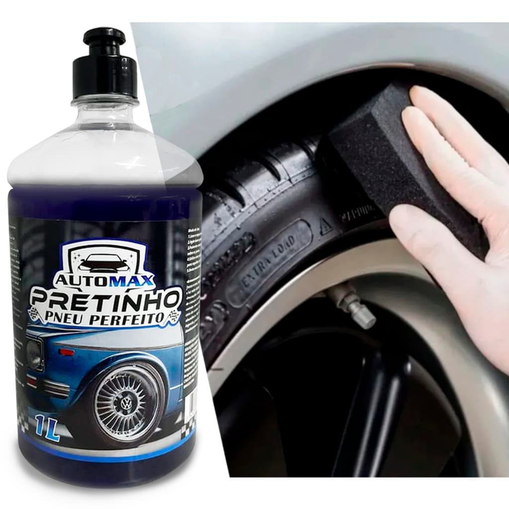 Pretinho Silicone Para Pneu Brilhante Anti Ressecamento Automax 1L Repelente Dágua Brilho Imediato