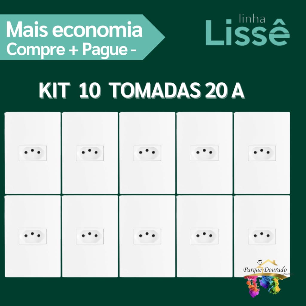 Kit 10 Tomadas 20A - Apoio Linha Lissê