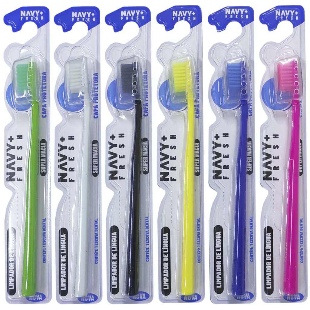 Escova Dental Ultra Macia Adulto com Capa Protetora Kits 6UN / 48UN