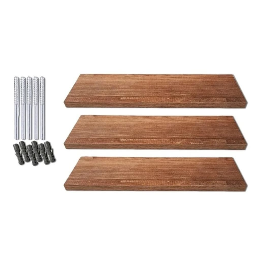 Kit 3 Prateleiras De Madeira 80x20 Para Quarto Com Suportes