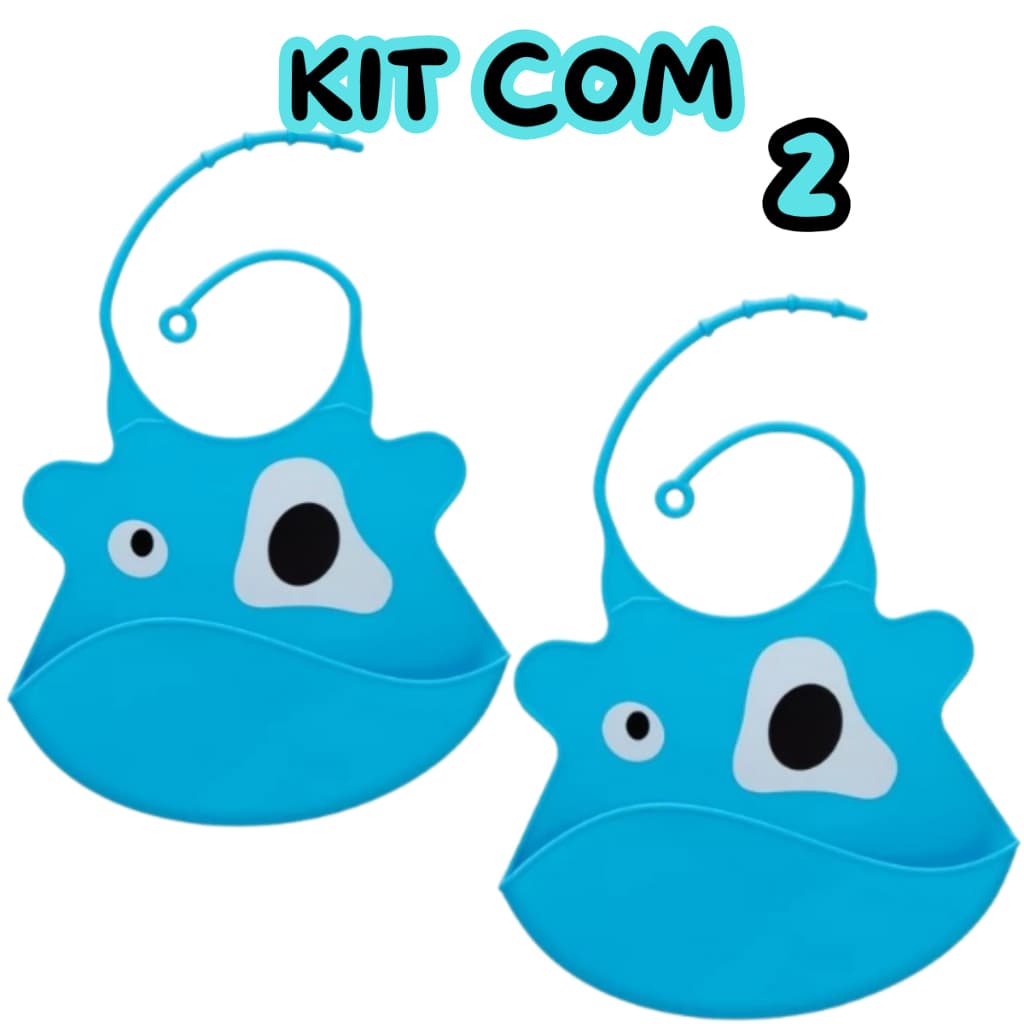 KIT 2 BABADOR DE SILICONE BOLSO CATA MIGALHAS IMPERMEÁVEL BEBE INFANTIL ALIMENTAÇÃO DIVERTIDA 35CM