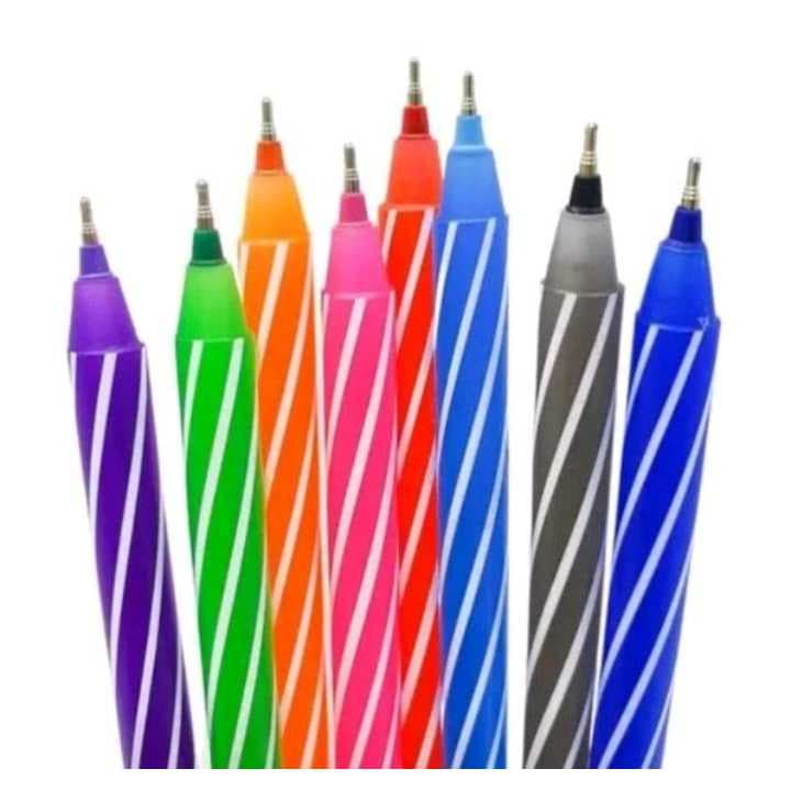 Kit 8 Canetas Cis Spiro Ponta 0.7 Caneta Ponta Fina Macia Esferográfica - Todas as cores CIS