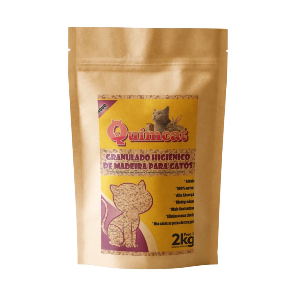 Pellet Quimcat 2kg Granulado Higiênico Para Gatos e Roedores (Substitui Areia)