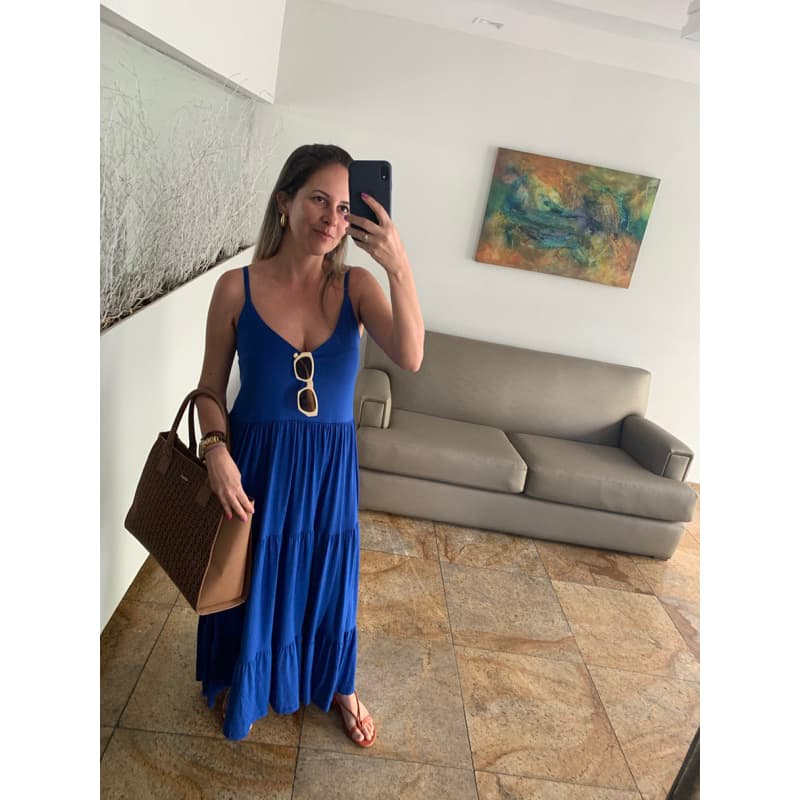 Vestido Feminino Azul Longo