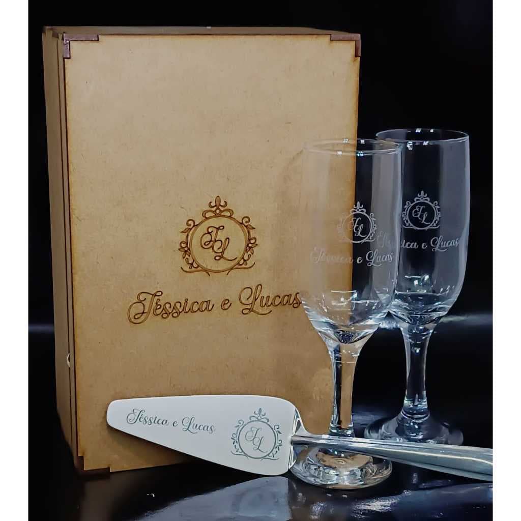 Kit Taça + Espátula + Caixa Personalizada a Laser