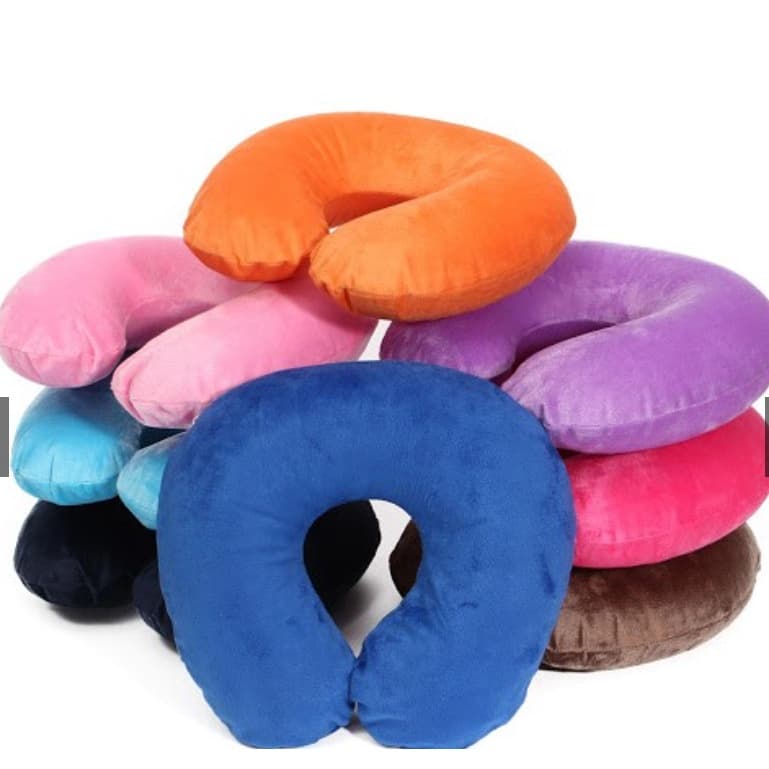 Travesseiro Apoio De Viagem Encosto De Pescoço Descanso - 30x30cm - Cores Variadas