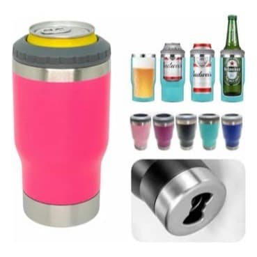 Copo Térmico 5 em 1 (Latinha/Barrigudinha/Long Neck/Lata Alta 400 mL) Com abridor Porta Cerveja Garrafa