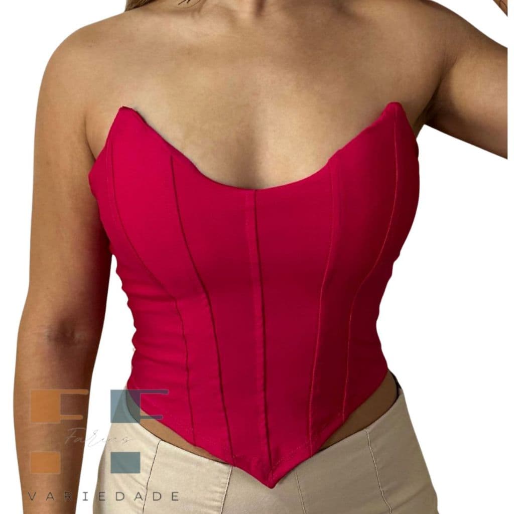 Cropped Corselet Tomara que caia Com Bojo Casual Moda Blogueira