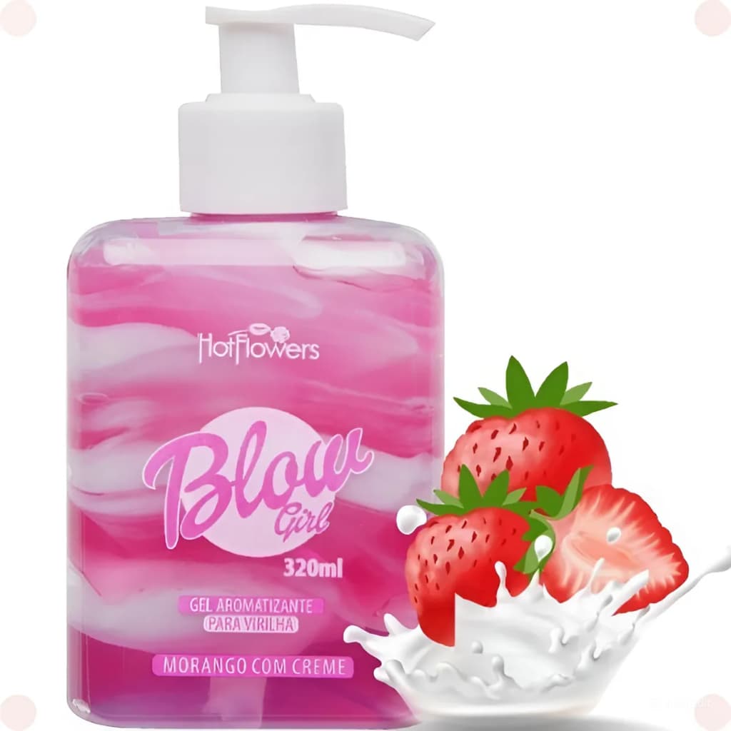 Hidratante Blow Girl Gel e Creme Com Aroma de Morango 320ml HOT FLOWERS SEX SHOP