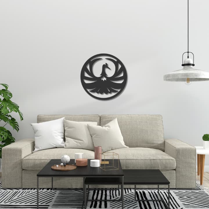Mandala Fênix MDF na Cor Preta