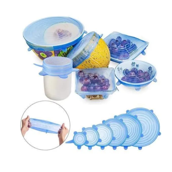Kit 6 Tampas Panela Silicone Universal Reutilizável Elástica Tampas Silicone Cozinha Geladeira