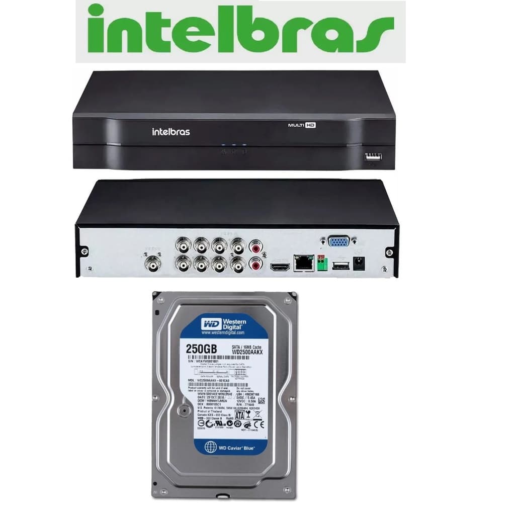 Dvr gravador INTELBRAS 8 canais Full hd + hd 500GB