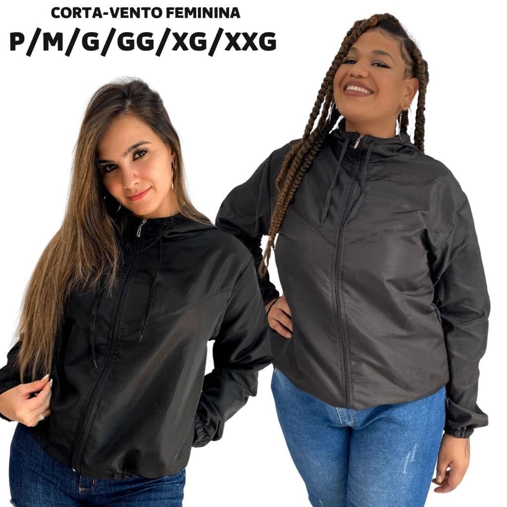 Corta-Vento/ Jaqueta Feminina Esportes Academia Preta