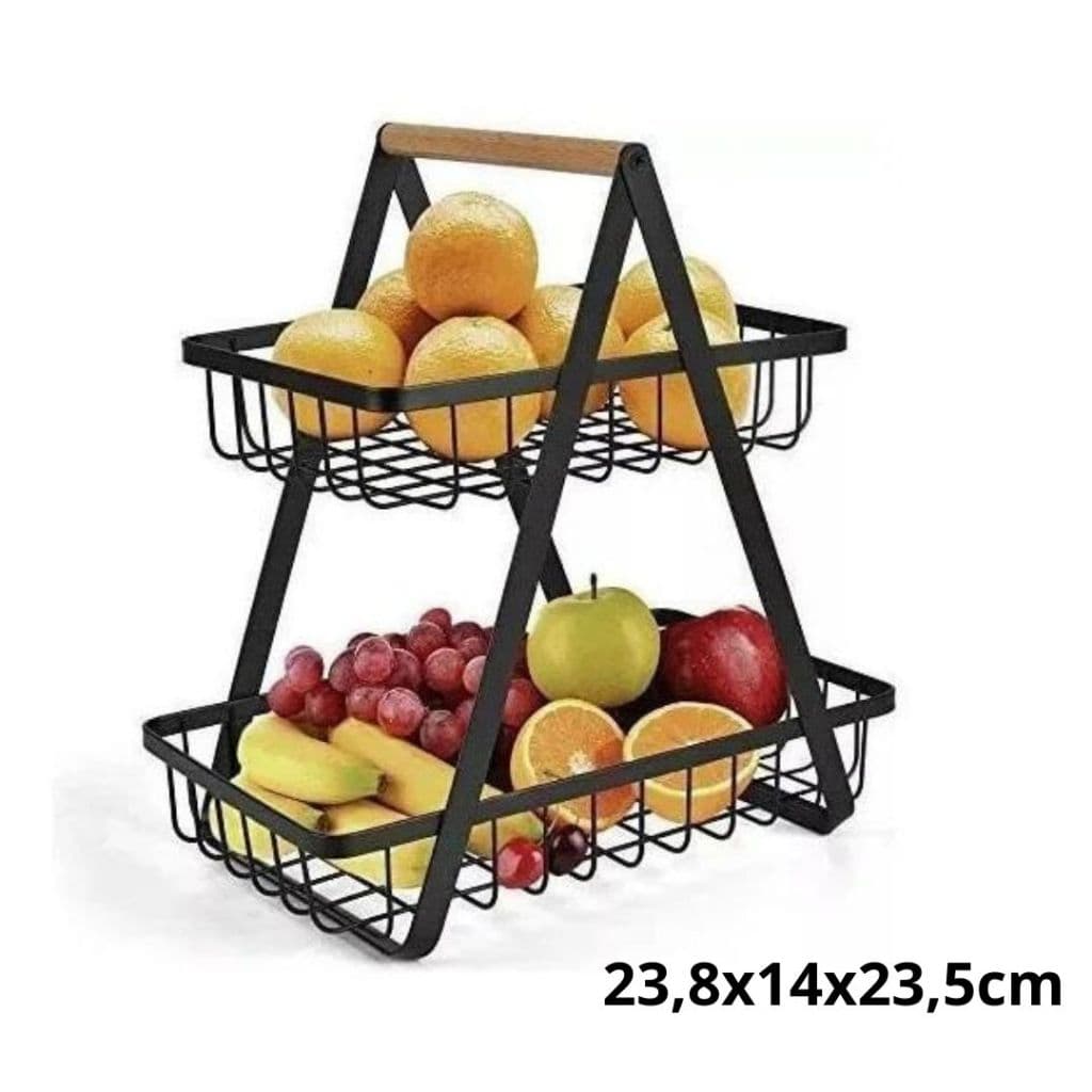 Fruteira Aramada De Mesa Resistente Preta 23,8cm