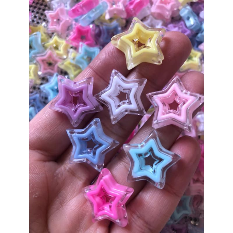 Entremeio estrela dupla vazada 23mm em acrílico -20unid