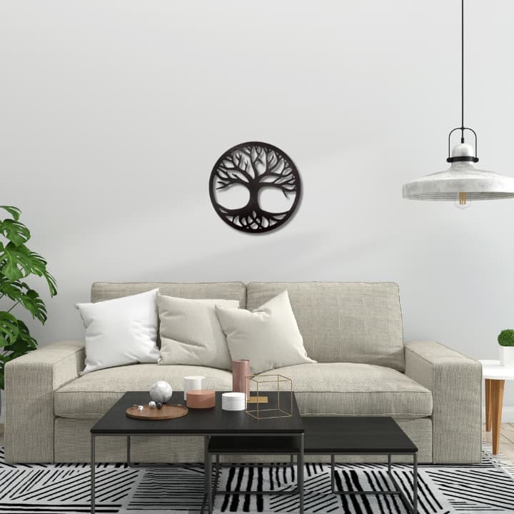 Mandala Árvore da Vida em MDF Decoração para sua Sala na Cor Preta