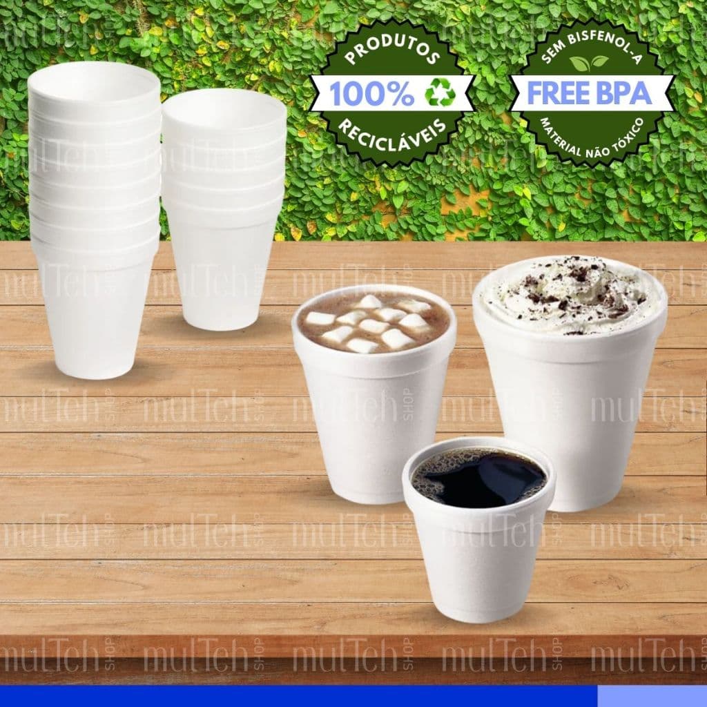 Copos 180 Descartáveis Térmicos Isopor Branco Bebidas Quentes Frias Café Capuccino Chá Festa Junina