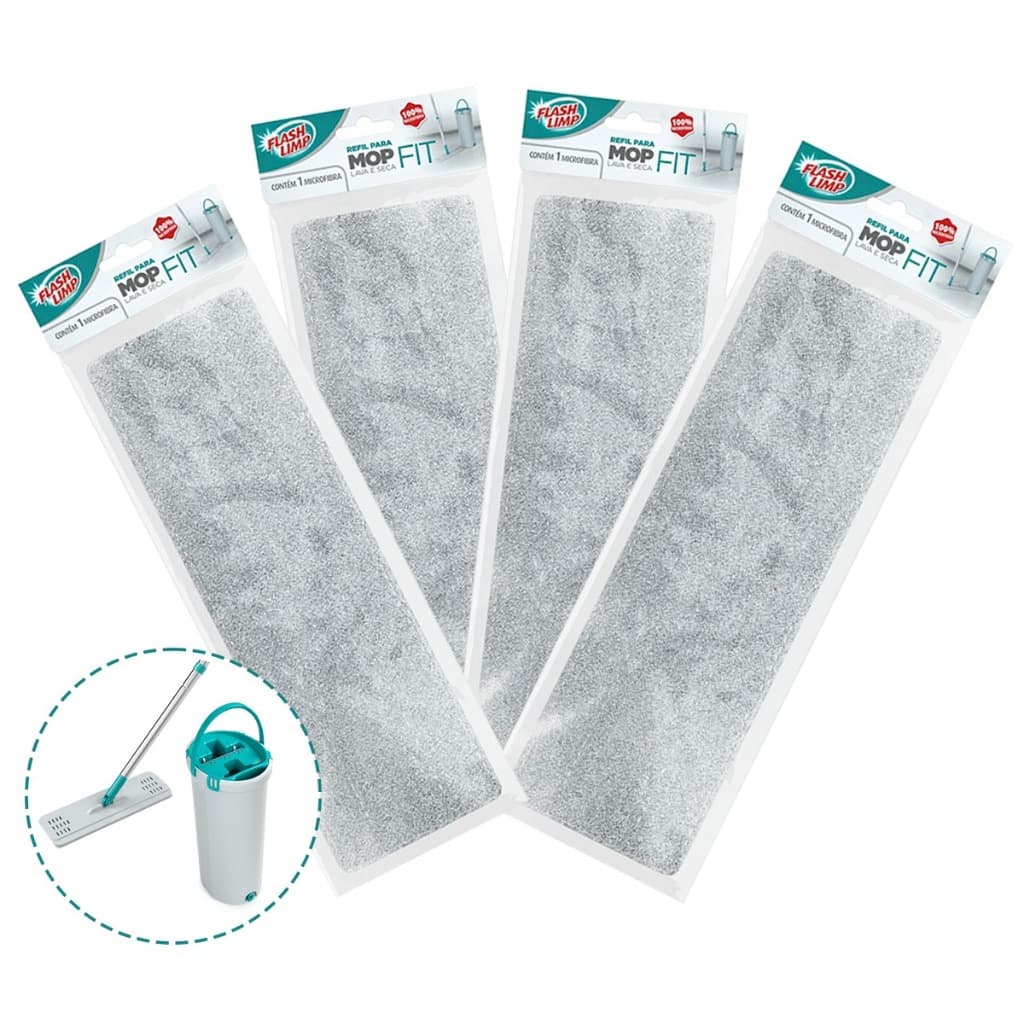 Refil Mop Lava Seca De Microfibra Fit Flash Limp Original C/4