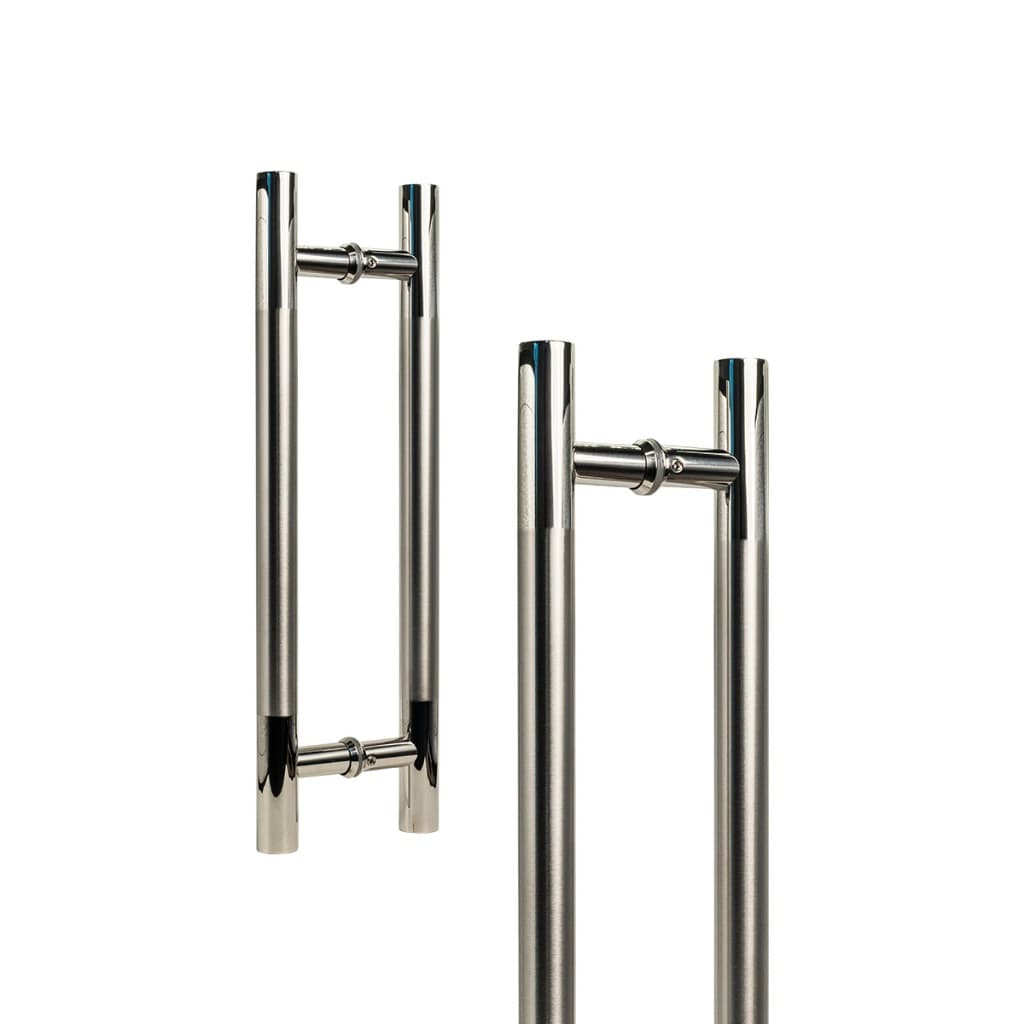Puxador Duplo Porta Barra Vidro Madeira Inox Vita 300mm 30cm
