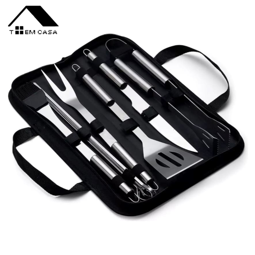 Kit 9 Para Churrasco Profissional Inox Chef Gourmet Utensílios