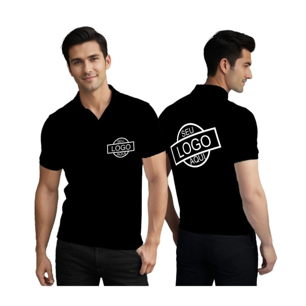 Camisa Polo Malha pique Personalizada Logo Peito e Costa.