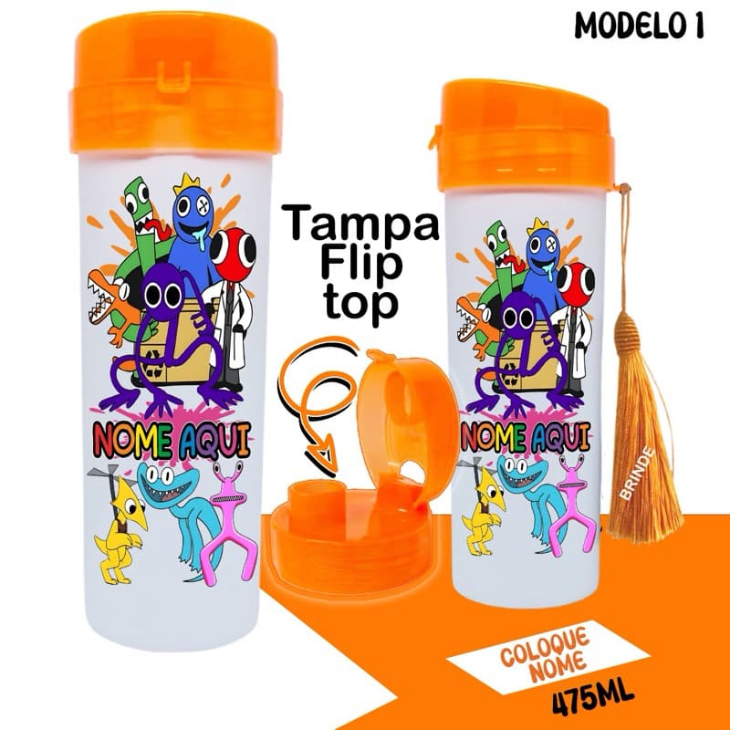 garrafa Squeze personalizada Raibow friends