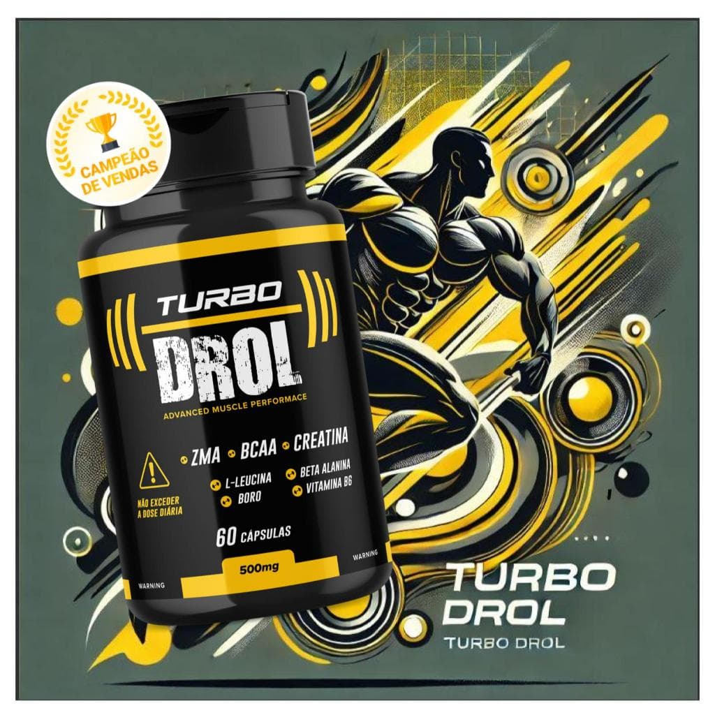 Turbo Drol - Suplemento de Alta Performance para Ganho Muscular - 60 Cápsulas - ZMA, BCAA, Creatina