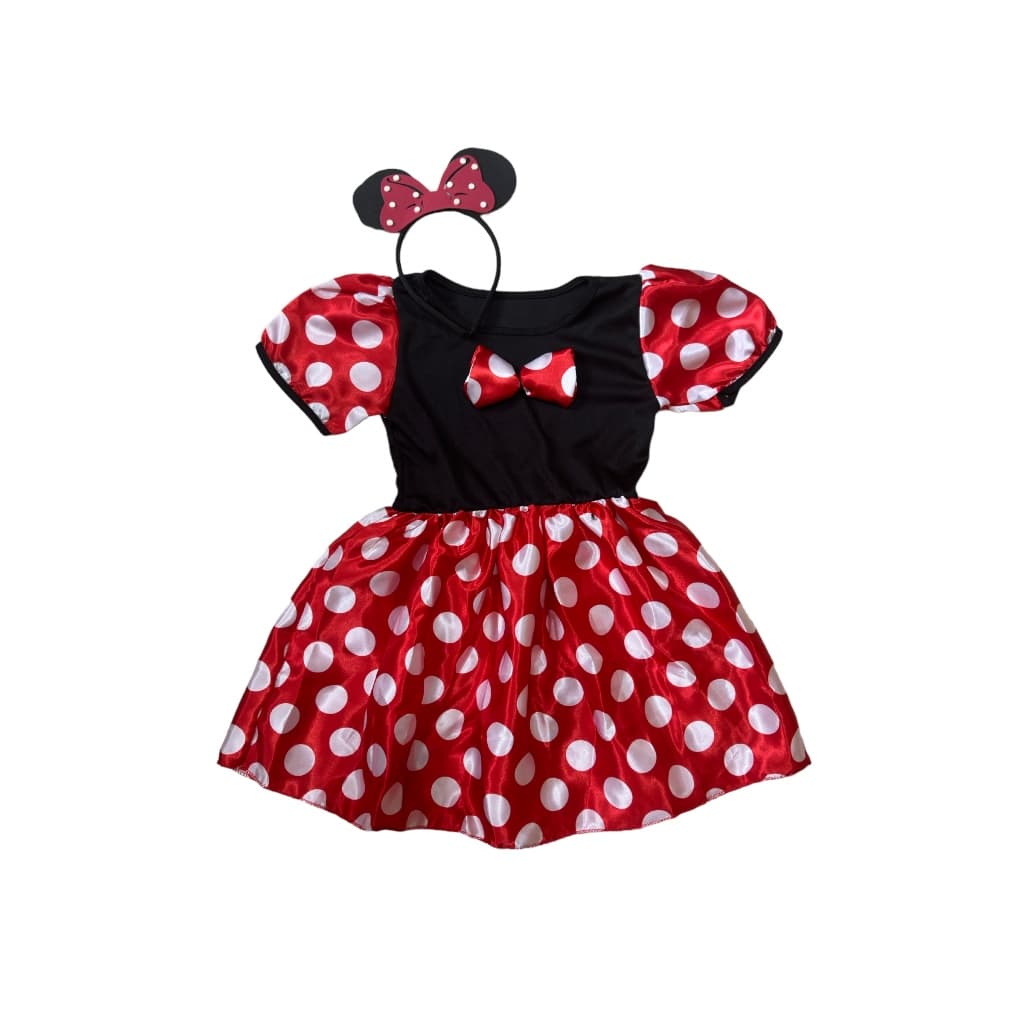 Fantasia infantil da minie com acessorios tiara Lacinho