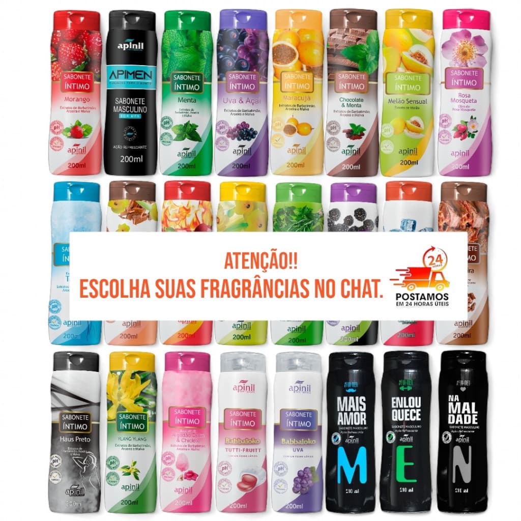 KIT 10 Sabonete Íntimo Feminino 200ml APINIL - Fragrâncias Refrescantes !