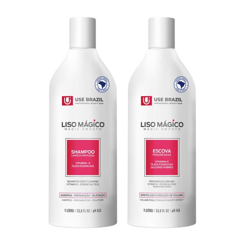 Escova Progressiva Liso Mágico Shampoo + Gloss 1L - Uso Profissional
