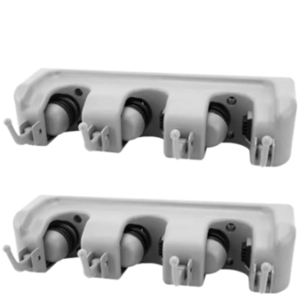 KIT 2 Suporte Multiuso COM 4 GANCHOS 3 ENCAIXES VASSOURAS RODO PÁ FUNCIONAL PENDURAR LIMPEZA 26/6CM