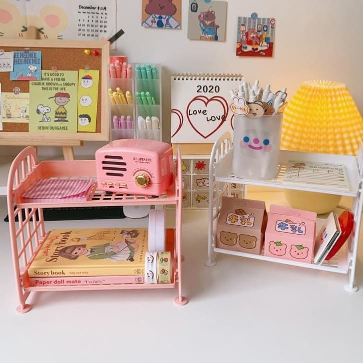 Organizador De Mesa Com Duas Camadas Plástico Prateleira De Mesa Organizador De Maquiagem Multiuso