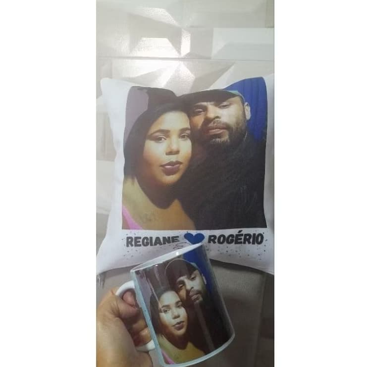 Capa de Almofada- Decorativa Estampa Personalizada sua ARTE aqui 30x30 + 1 Xicara Porcelana Personalizada KIT Almofada e Xícara