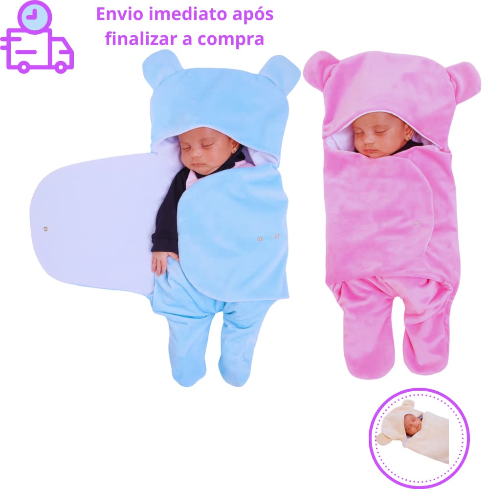 Saco Para Dormir Charutinho Casulo Menino Menina Enrolar o Bebê 3 Cores Quentinho Inverno