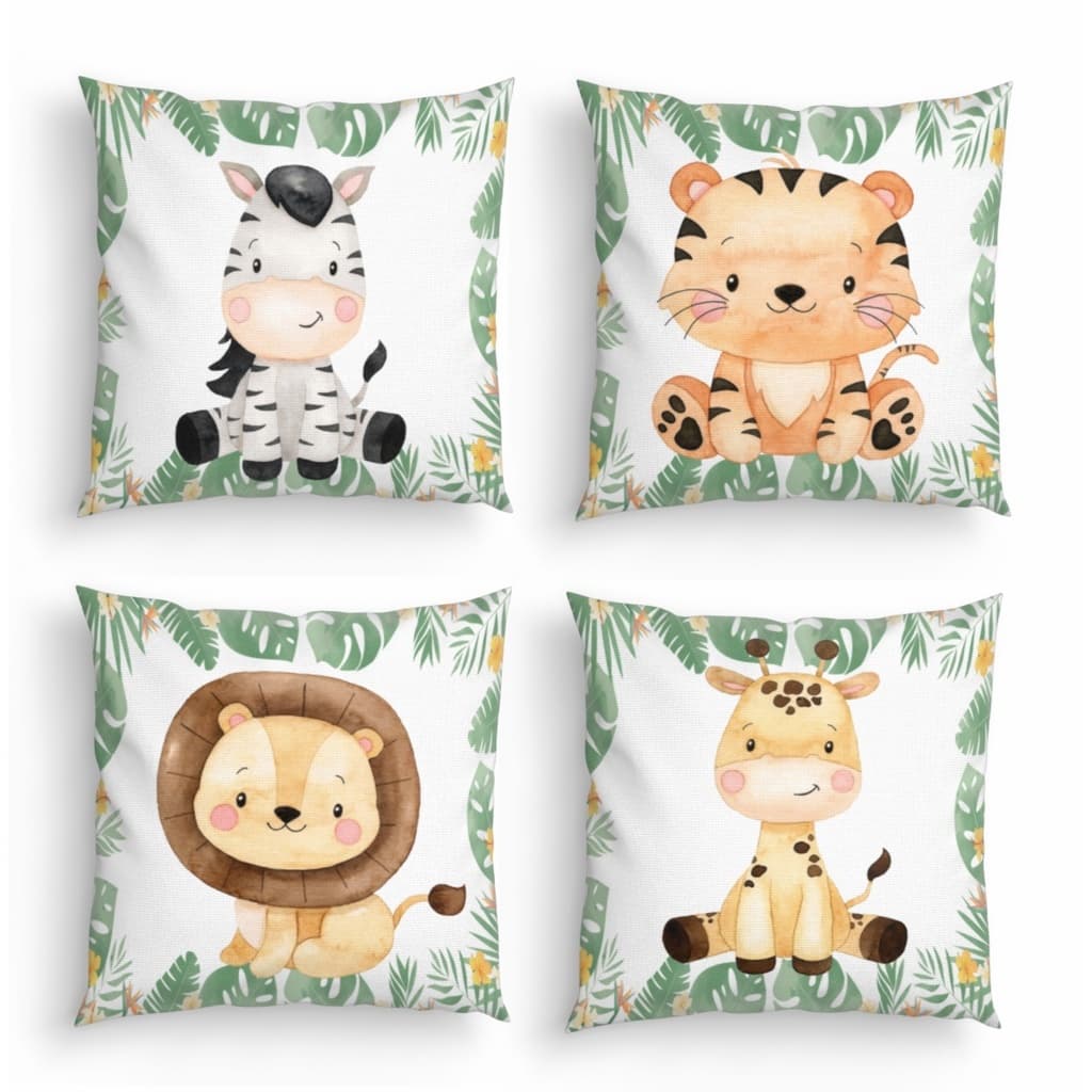 KIT 4 CAPAS PERSONALIZADAS DE LUXO SAFARI MENINO E MENINA 45X45
