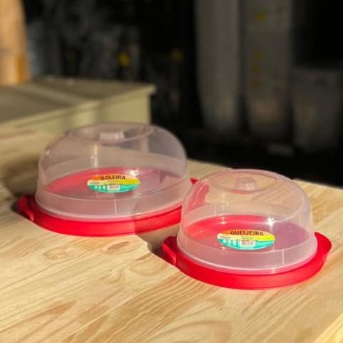 Kit Boleira E Queijeira Colors Com Tampa Hermético Multiuso Cozinha Para Bolo e Queijo