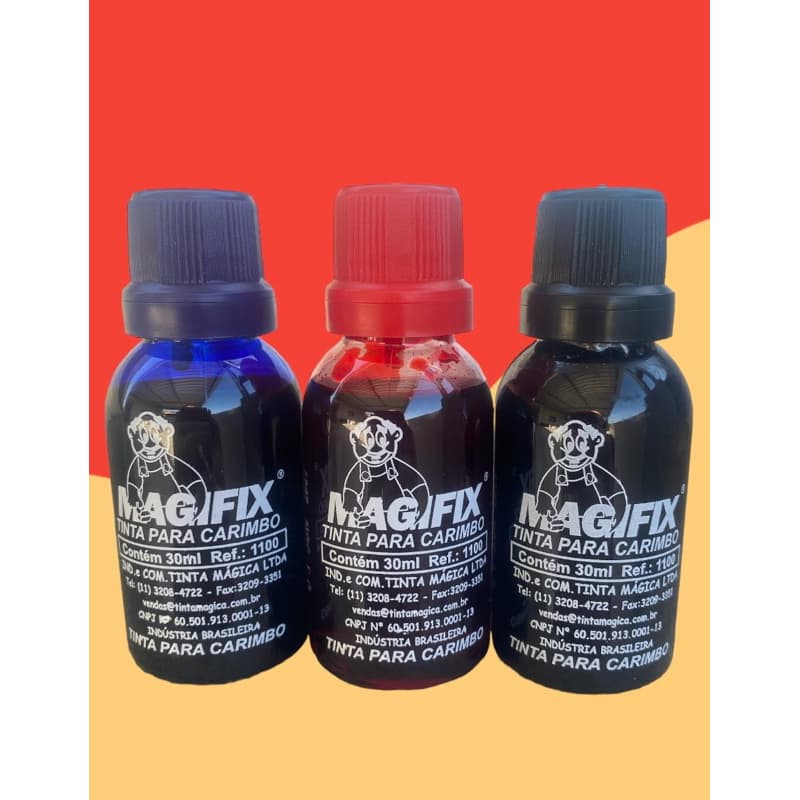 Tinta Profissional  para Carimbo Magifix sem óleo p/ Papel 30ml - Cores Diversas