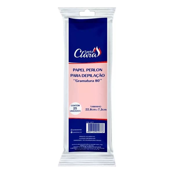 Papel Perlon P/Depilação C/ 25 Un Santa Clara Ref 4977