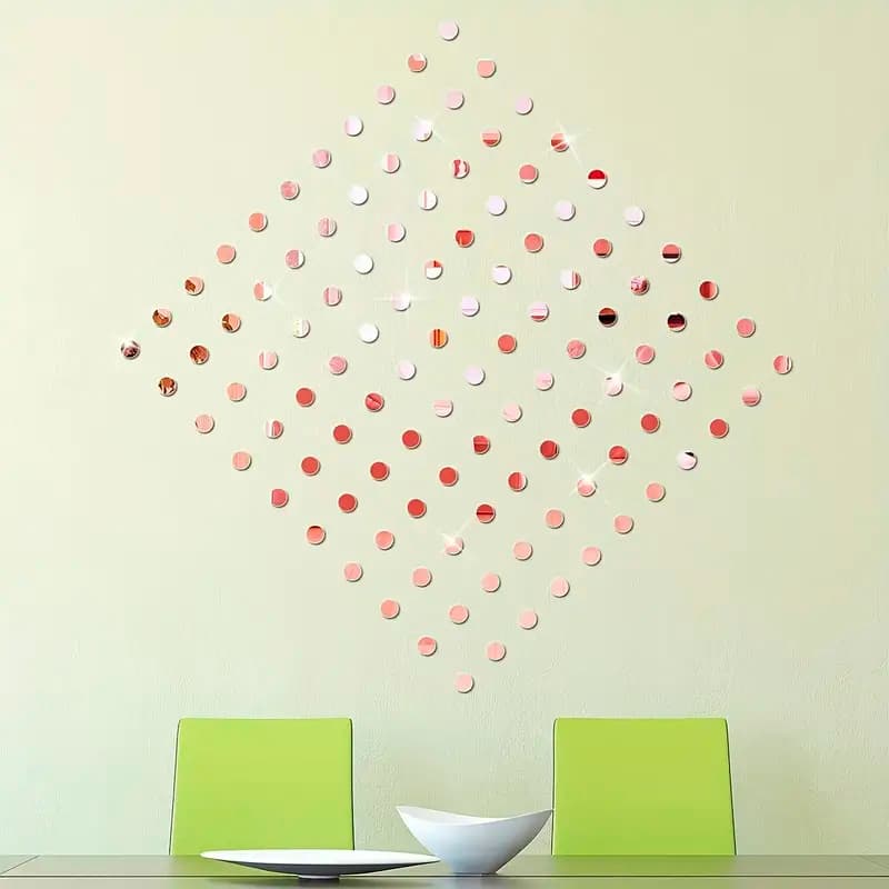 Kit 50 Círculo Acrílico Espelhado Decorativo com efeito brilhante 3D para decoração de quarto - Rose Gold