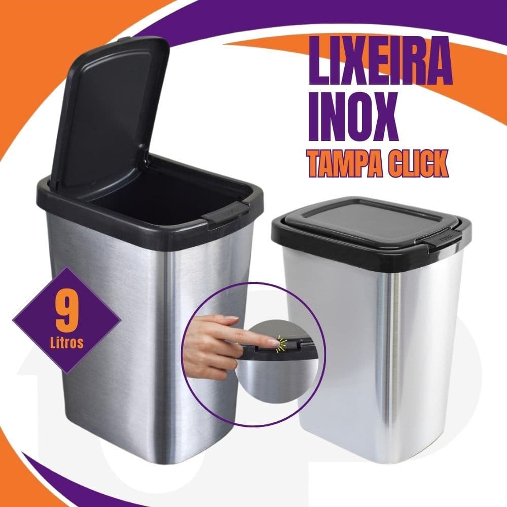 Lixeira de Pia Cozinha Banheiro Inox em Adesivo 9 Litros Pequena