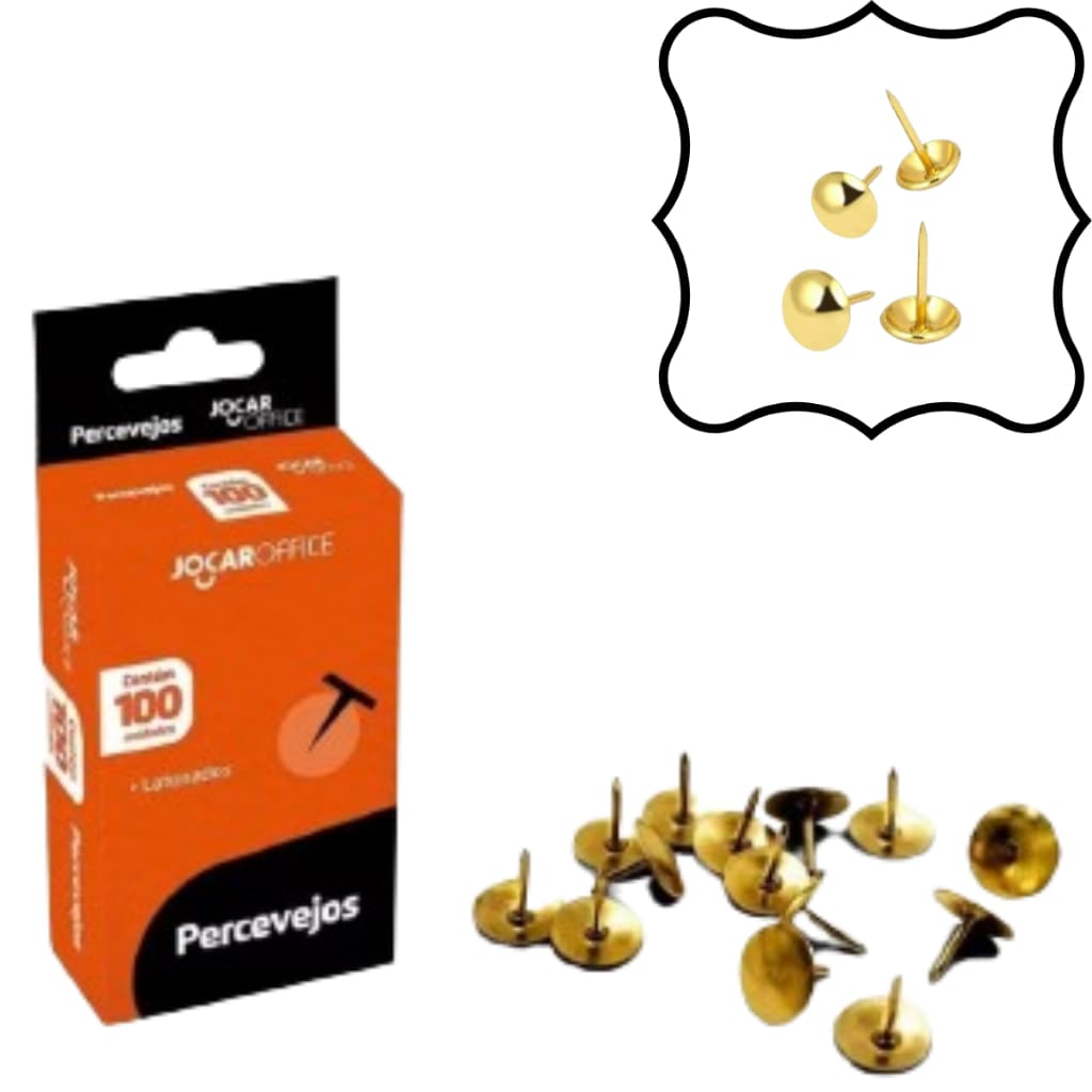 Percevejo Dourado Latonado Jocar Office Com 100 - 200 - 300 -500 Unidades
