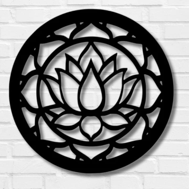 Quadro Mandala Flor De Lotus na Cor Preto