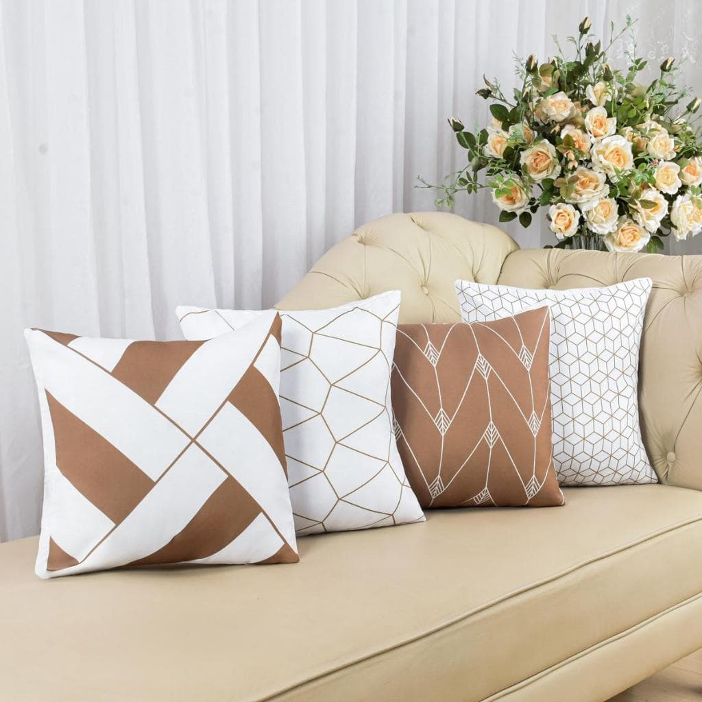 Kit com 4 Capas de Almofada Decorativas Modern Print 45x45 - Geométrica Nude