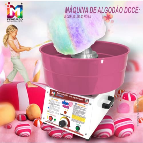 Máquina De Algodão Doce Profissional - Ad-43 Rosa - Inovamaq