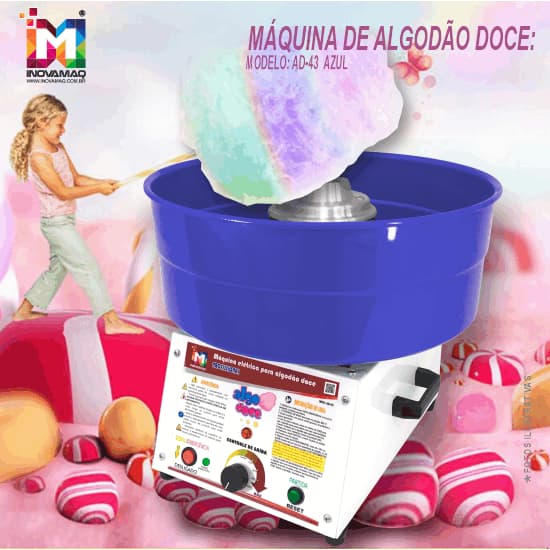 Máquina De Algodão Doce Profissional - Ad-43 Azul - Inovamaq