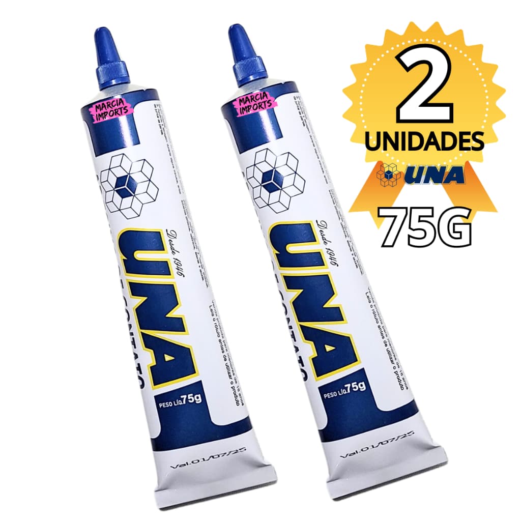 2 Colas Adesivo de contato da UNA Produto de alta Qualidade com 75g 2 unidades com Rapida Fixação