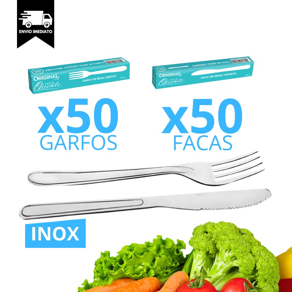 Talheres Jogo 100 - 50 Garfos + 50 Facas Aço Inox De alta Qualidade Envio Imediato