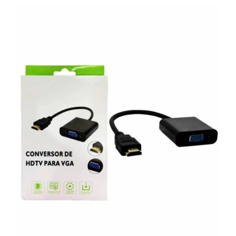 Cabo Adaptador conversor HDMI macho para VGA fêmea com saída p2 de áudio alta qualidade